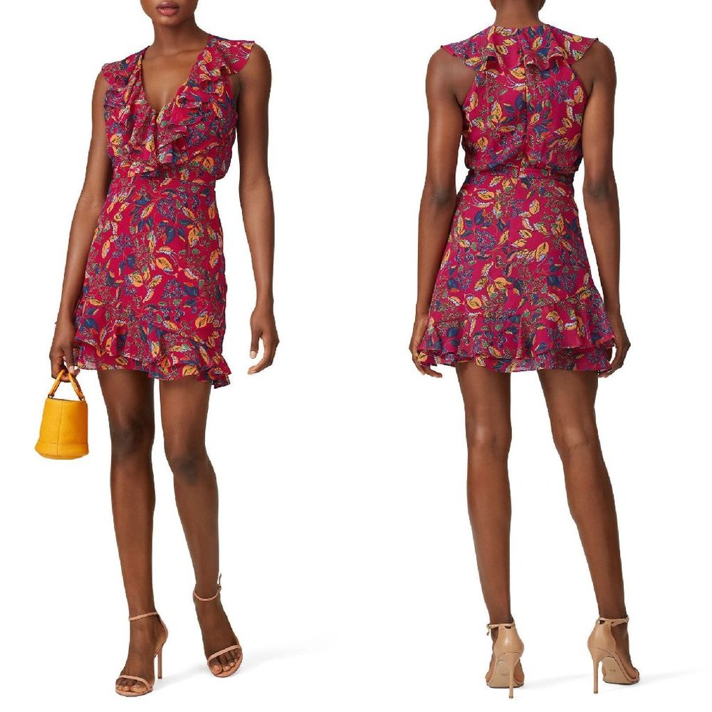 SALONI Red and Yellow Floral Mini Dress
